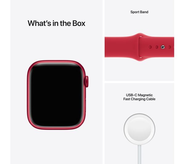 Apple Watch Series 7 (GPS, 41mm) (PRODUCT)RED Case + Red Sport Band