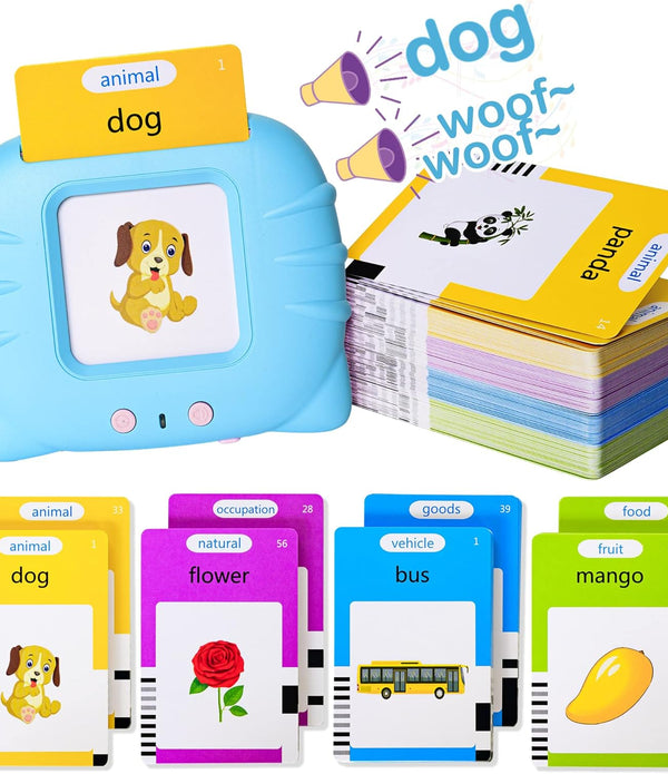Talking Flash Cards Early Educational Toys for 3 4 5 6 Year Old Baby Boys Girls, Preschool Learning Reading Machine with 224 Words, Montessori Interactive Gift for Kids Toddlers, blue - Rebx.co.uk