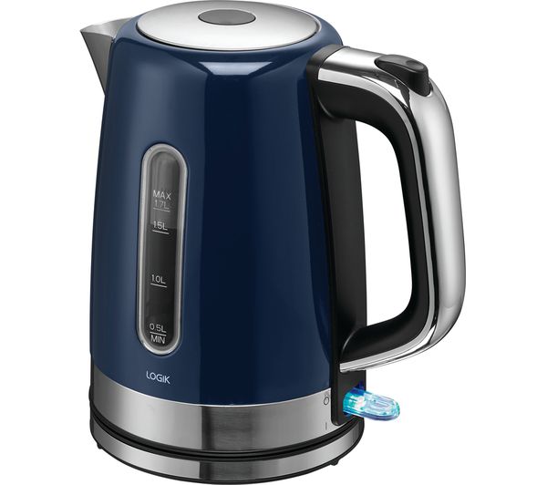 Logik L17SKBU21 Jug Kettle Black Fast Boil 1.7L 3kW 3000W - Blue - GOOD - Rebx.co.uk