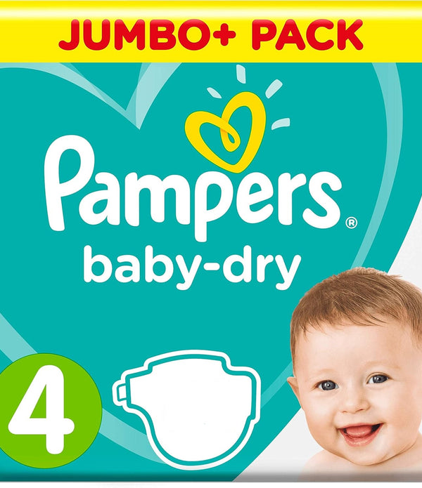 Pampers Baby-Dry Size 4 Nappies Nappy Jumbo+ 58 Pack 12hr Protection Diapers