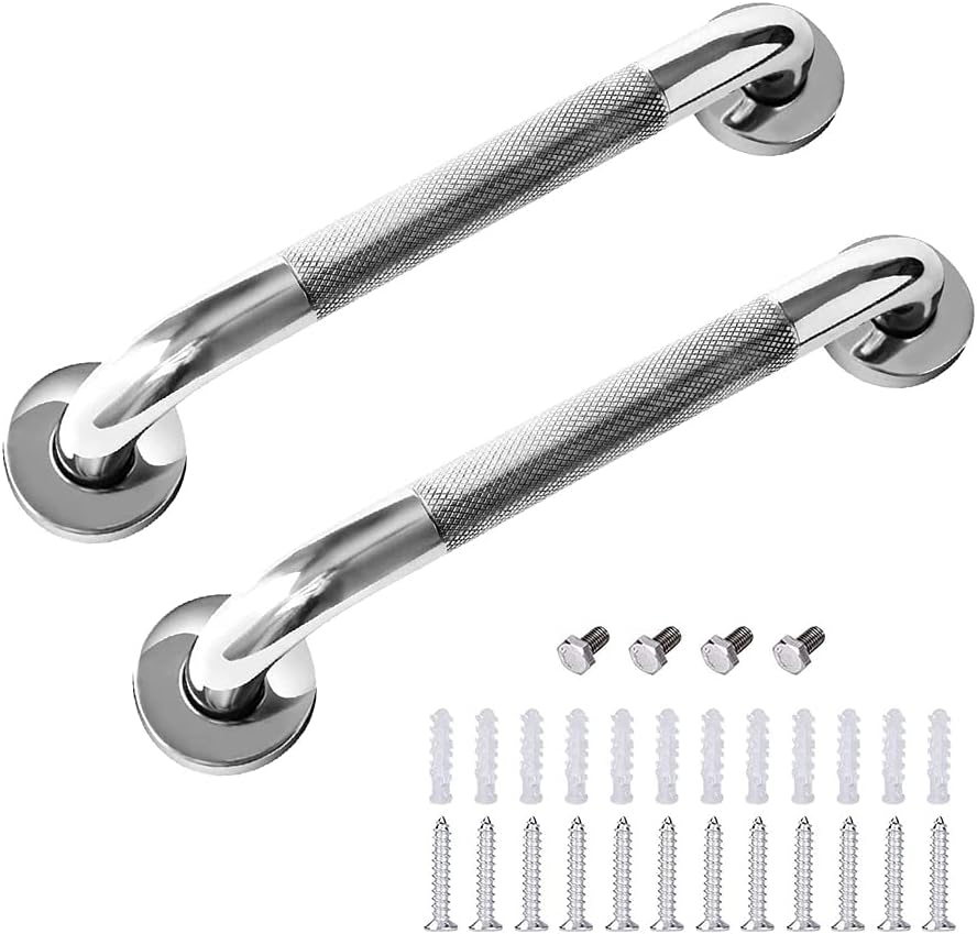 Stainless Steel Bathroom Grab Bar, 2Pcs Bath Shower Grab Bar with Anti-Slip Grip