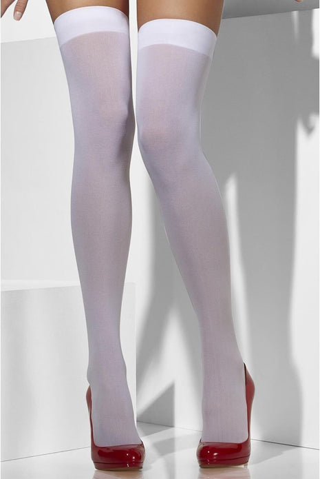 White Hold-Ups Stockings for Women, Comfortable & Stylish