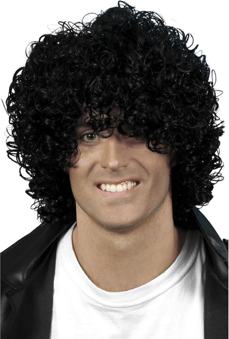 Smiffys Afro Wet Look Black Curly Wig