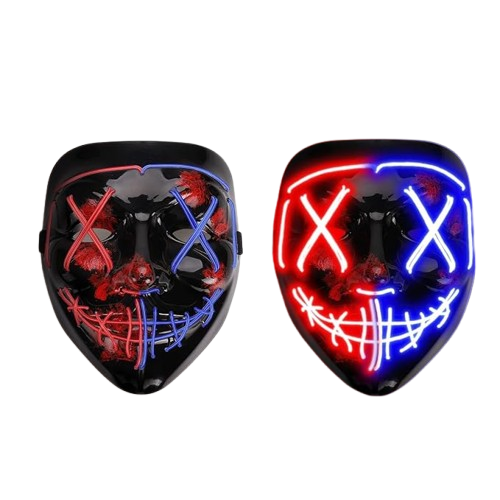 Purge Inspired Mask LED Halloween Costume LED Glow Scary Light Up Neon New