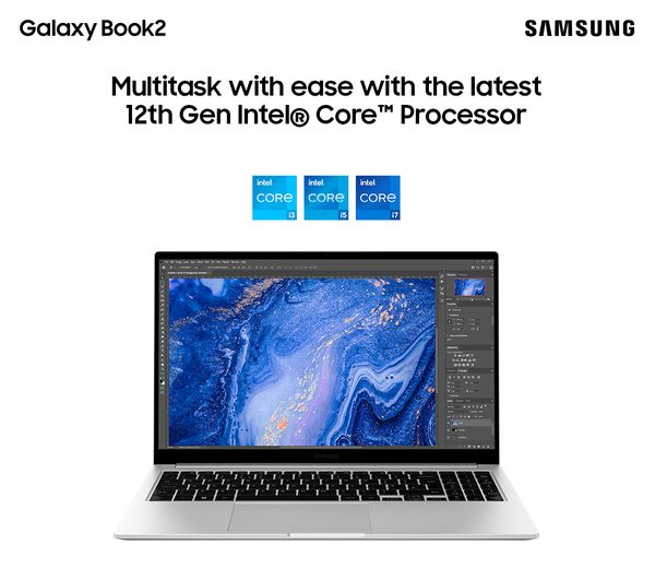 Samsung Galaxy Book2 15.6" Laptop, Intel Core i5, 256GB SSD, Silver