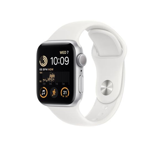 Apple Watch SE (GPS, 40mm) Silver Aluminium Case + White Sport Band