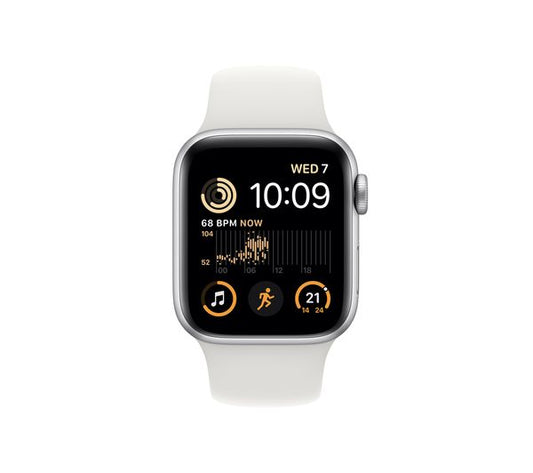 Apple Watch SE (GPS, 40mm) Silver Aluminium Case + White Sport Band