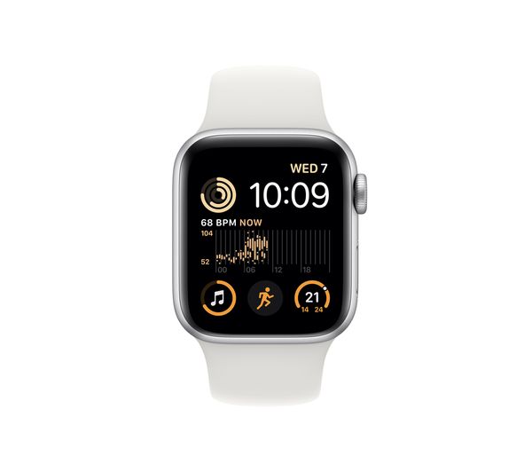 Apple Watch SE (GPS, 40mm) Silver Aluminium Case + White Sport Band