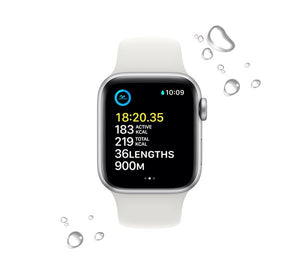 Apple Watch SE (GPS, 40mm) Silver Aluminium Case + White Sport Band