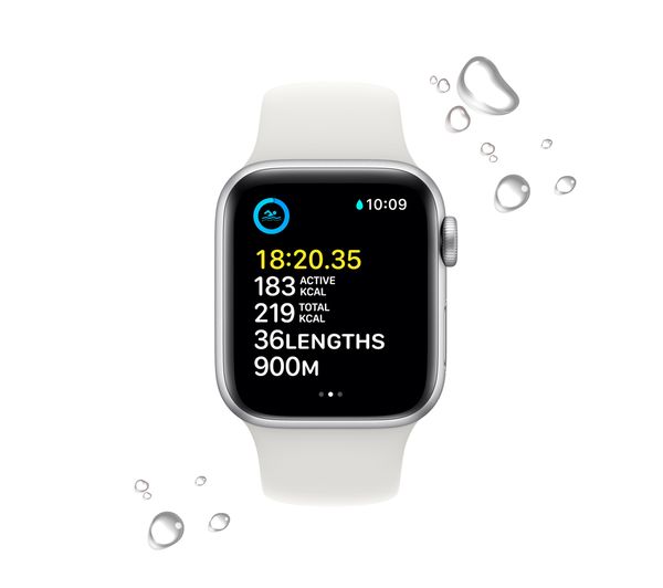 Apple Watch SE (GPS, 40mm) Silver Aluminium Case + White Sport Band