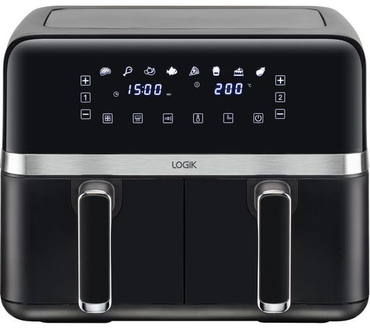 Logik L80AFB24 Dual Basket Air Fryer - Black & Silver