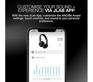 JLab Go Lux Wireless Bluetooth Noise-Cancelling Headphones, Graphite
