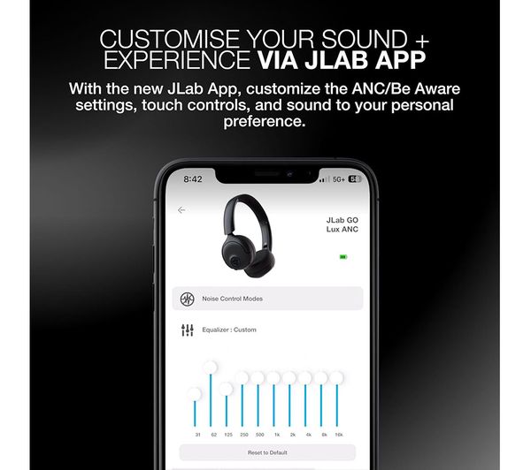 JLab Go Lux Wireless Bluetooth Noise-Cancelling Headphones, Graphite