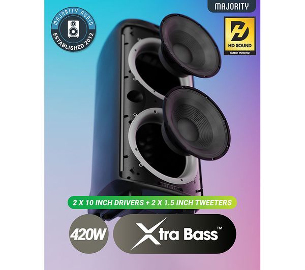 Majority Pulse 4 Portable Bluetooth Party Speaker, Black