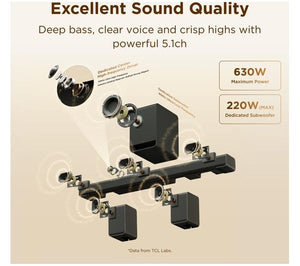 TCL S65K 5.1 Wireless Soundbar Dolby Atmos DTS:X Home Cinema Sound Bar