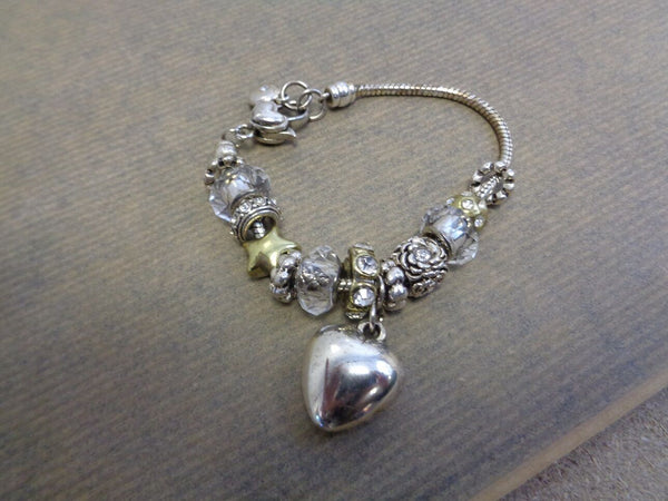 Amore Silver/Gold Bead Charm Bracelet - Bridesmaid - Rebx.co.uk