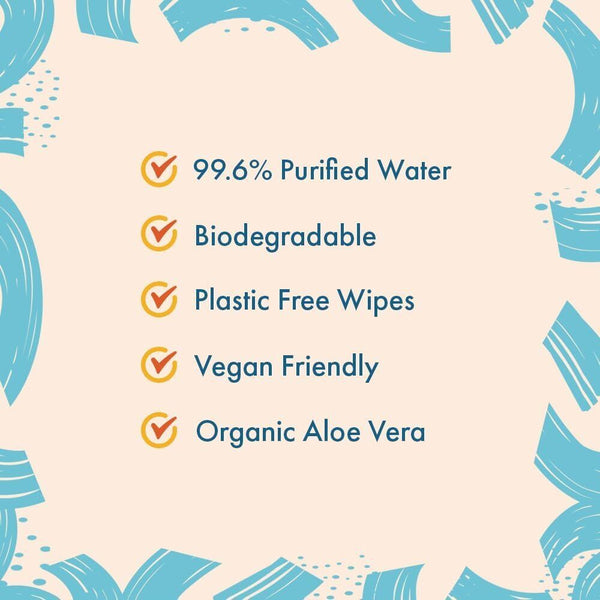 Aqua Wipes Originals Baby Wipes, Vegan Biodegradable Aloe Vera, 4-Pack