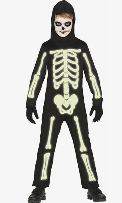 FIESTAS GUIRCA Boys Glow in the Dark Skeleton Halloween Costume - 7-9years - Rebx.co.uk