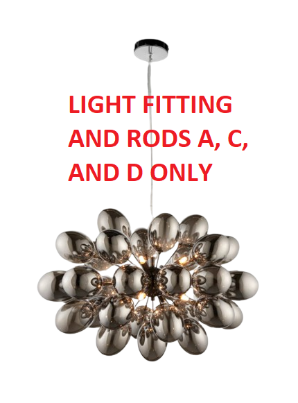 Bay Lighting Grandeur Glass Ceiling Light, Black Chrome - FITTING AND RODS ONLY