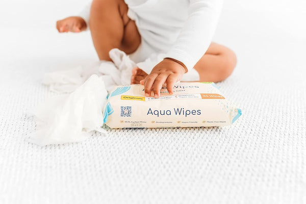 Aqua Wipes Originals Baby Wipes, Vegan Biodegradable Aloe Vera, 4-Pack