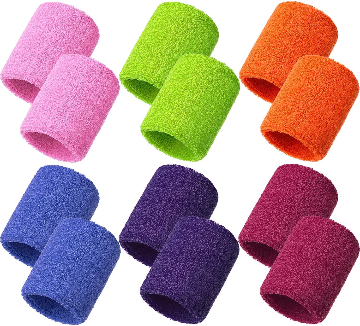 12 Pcs Neon Sweatbands Paris Sports Competitions Wristband Sweat Wrist Band