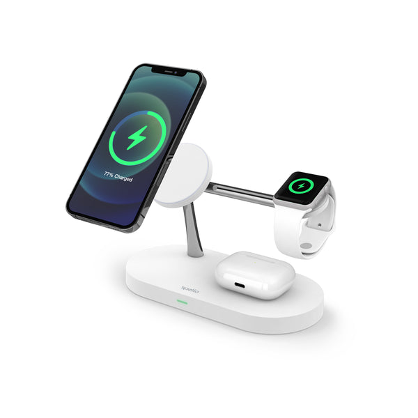 Spello 3in1 Magnetic Wireless Charging Stand (Magsafe Compatible) - White - Rebx.co.uk