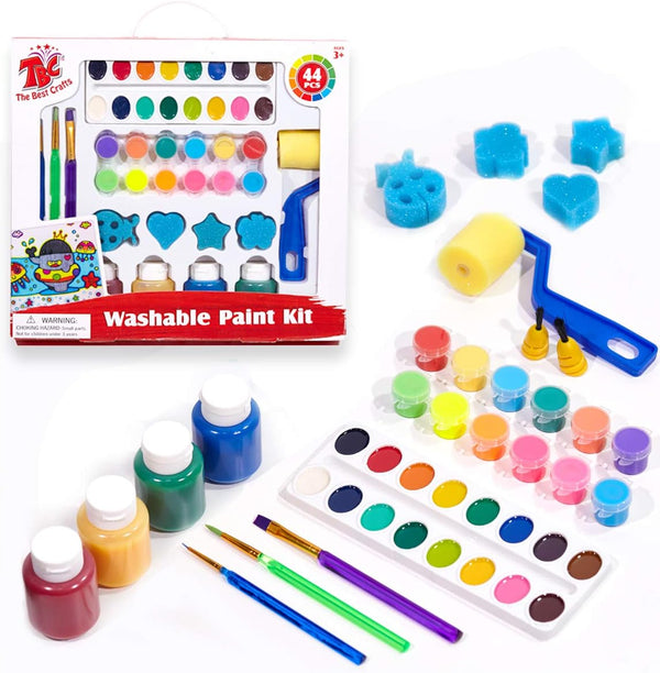 TBC Kids Washable Paint Kit, Non-Toxic Art Set with Tempera, Watercolor