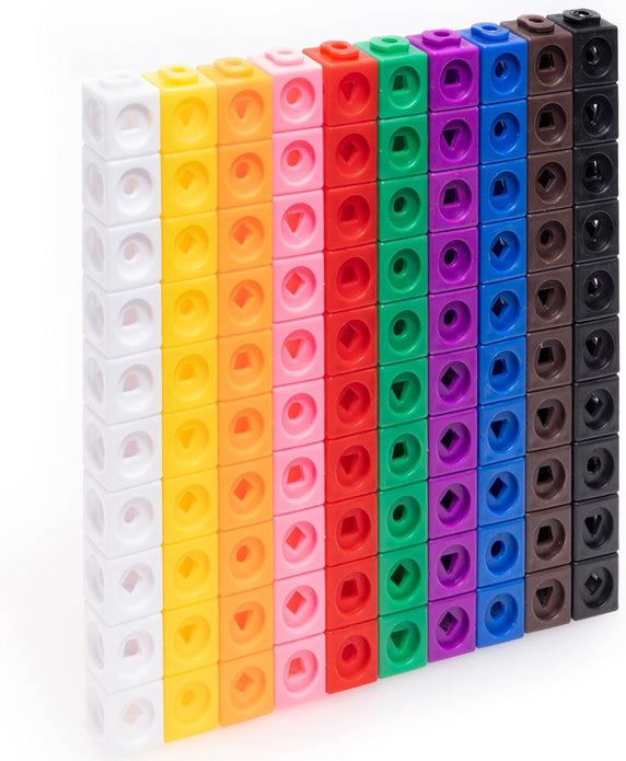 Maths Cubes - 100-Piece Set of Fidget Linking Cubes for Early Learning and Maths - Rebx.co.uk