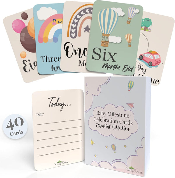 40 Baby Milestone Cards in Gift Box - Baby Shower Gifts for Mum - New Baby Gift - Rebx.co.uk