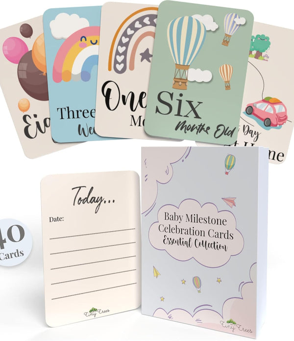 40 Baby Milestone Cards in Gift Box - Baby Shower Gifts for Mum - New Baby Gift - Rebx.co.uk