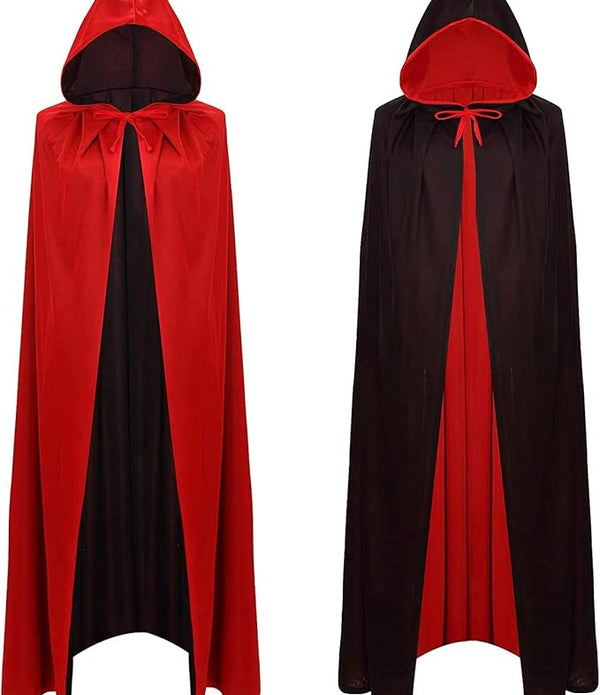 Halloween Vampire Cloak Capes, Unisex Reversible Hooded Vampire Witch Capes for Adult Kids - Rebx.co.uk