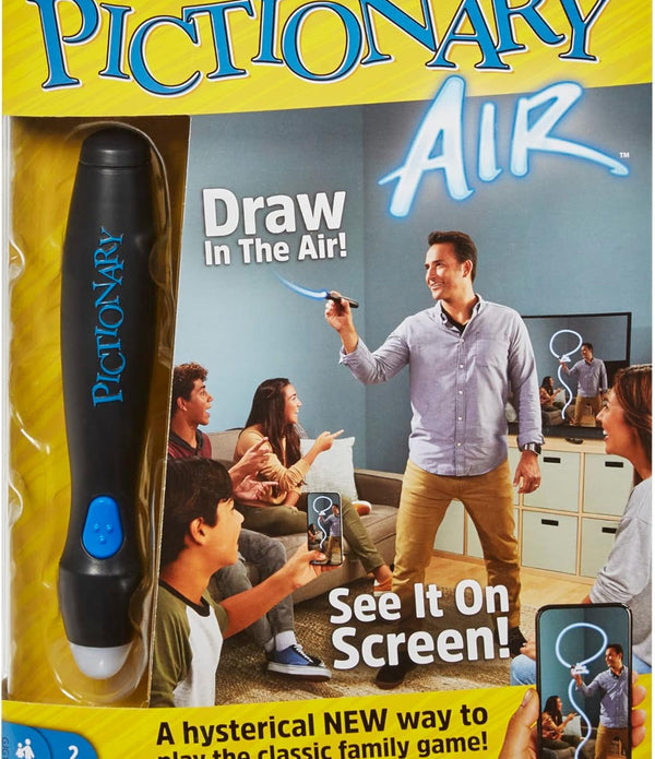 Pictionary Air - Family Drawing Board Game That Links to Smart Devices - Record & Share Drawings with App - Light-Up Pen & Clue Cards - Gift for Kids 8+, GJG17