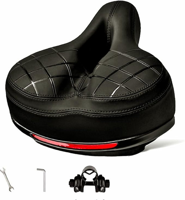 ReeAf Bike Seat, Comfortable Soft Bicycle Saddle for Men & Women, Anti Slip Wide Mountain Bicycle Seat with Memory Foam, Breathable City Saddle in Black - Rebx.co.uk