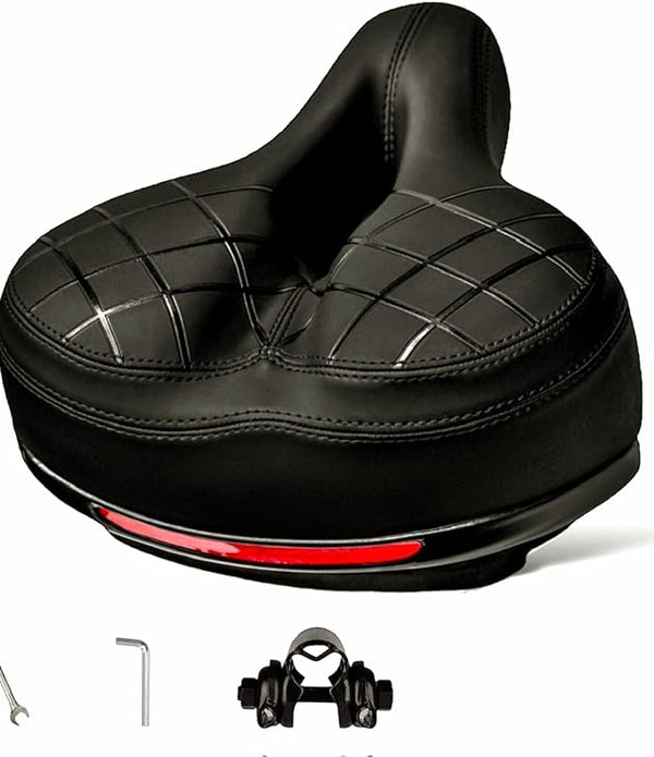 ReeAf Bike Seat, Comfortable Soft Bicycle Saddle for Men & Women, Anti Slip Wide Mountain Bicycle Seat with Memory Foam, Breathable City Saddle in Black - Rebx.co.uk