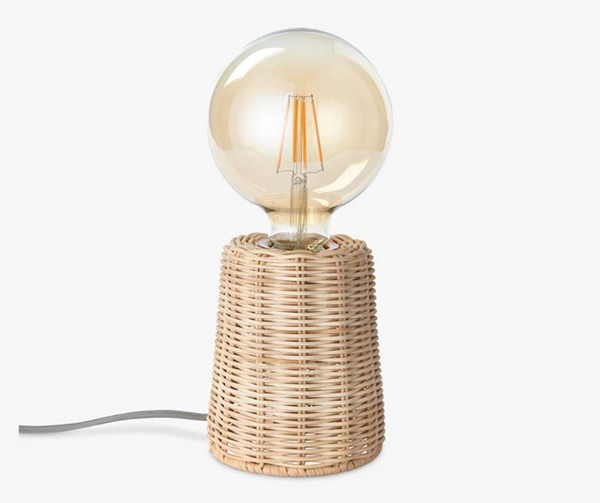 John Lewis Rattan Bulb-Holder Table Lamp, Natural - BULB NOT INCLUDED