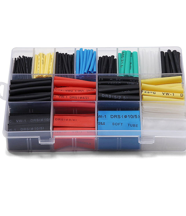 Heat Shrink Tubing - 580 Pcs - Multicolour with Storage Box - NEW - Rebx.co.uk