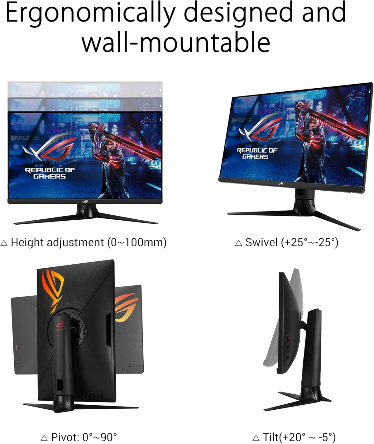 ASUS ROG XG27AQ 27" IPS Wide Quad HD 170Hz 1ms Height Adjustable Built in Speakers Gaming Monitor