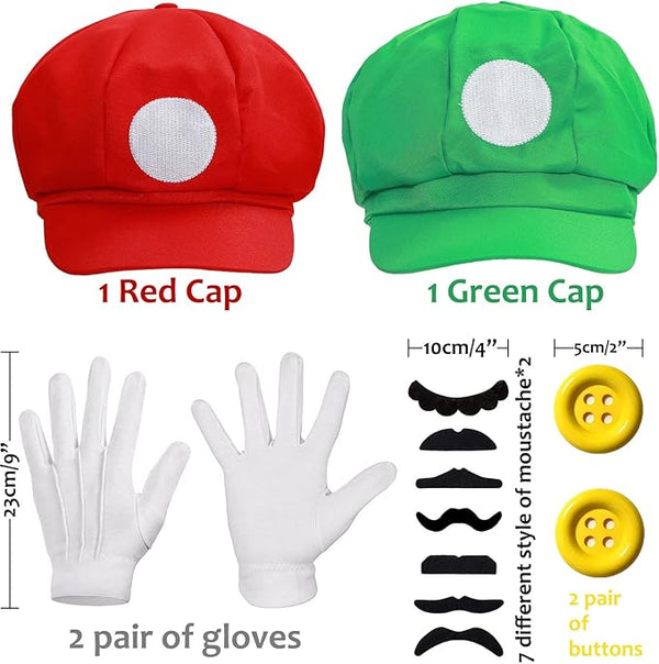 Mario Bros Mario Hat with M Luigi Hats with L - Mario Caps Luigi Caps - NEW - Rebx.co.uk