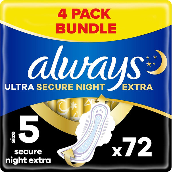 Always Ultra Towels Night Extra Size 5 (72) With Wings  Odour Neutraliser Box