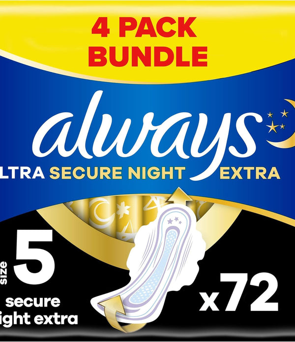 Always Ultra Towels Night Extra Size 5 (72) With Wings  Odour Neutraliser Box