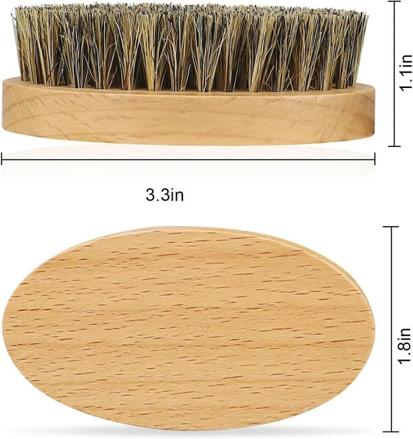 Beard Brush Boar Bristle with Solid Wood Handle Brown