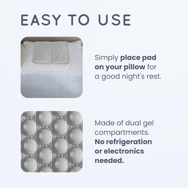 CUQOO 2-Pack Cooling Gel Pillow Pads (34x23cm  White) for Night Sweats