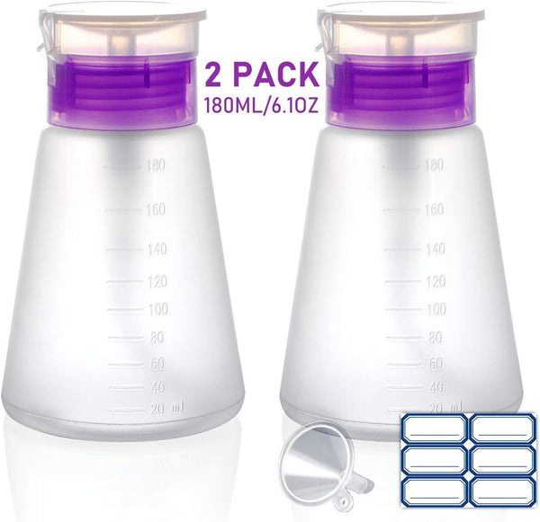 XILAZAB 2/3 Pack Acetone Bottle Push Down Pump Dispenser Lockable (2 x180ml Purp