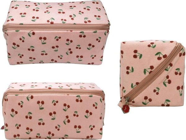 Moranse Waterproof Cosmetic Travel Makeup Bag  Pink Cherries