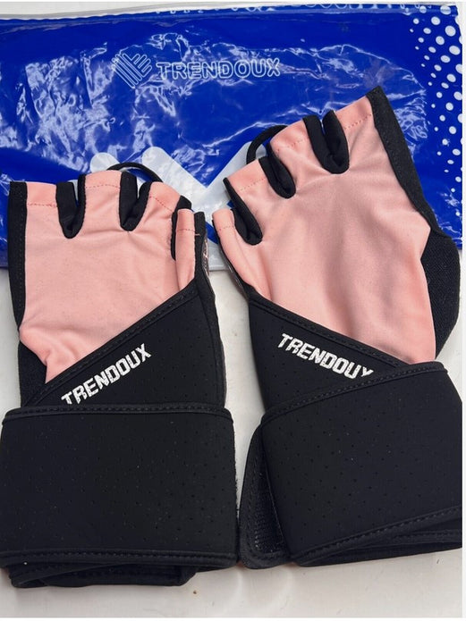 Women Weight Lifting Gym Gloves Fitness Breathable Workout Ladies Large - Pink