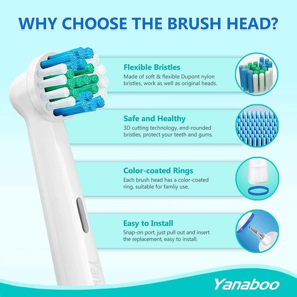 Yanaboo Brush Heads for Brau n Ora l-B Electric Toothbrush, 8-Pack