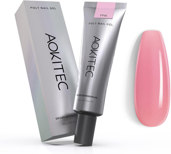 Aokitec Poly Gel (Pink  60ml) UV Nail Extension for Salon & DIY