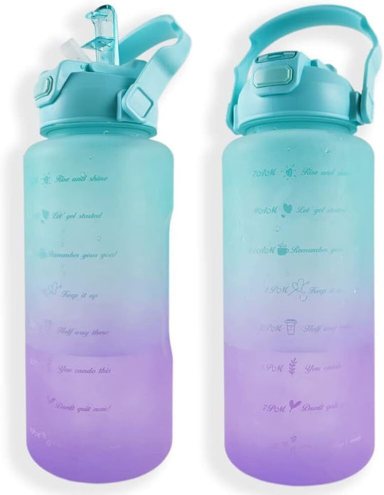 2L Water Bottle with Built in Straw & Time Marker Motivational Water Bottle with