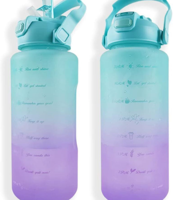 2L Water Bottle with Built in Straw & Time Marker Motivational Water Bottle with