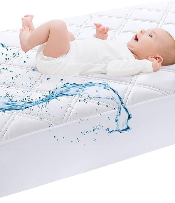 Waterproof Cot Fitted Sheet Cot Bed Quilted Mattress Protector Size 70x140x15cm
